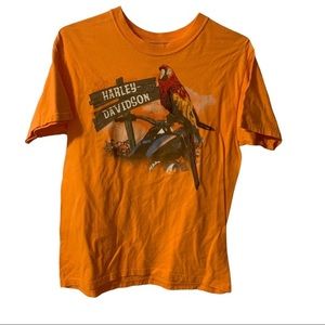 HARLEY DAVIDSON Chunky River Meridian MS T-Shirt Orange/parrot graphic Mens M